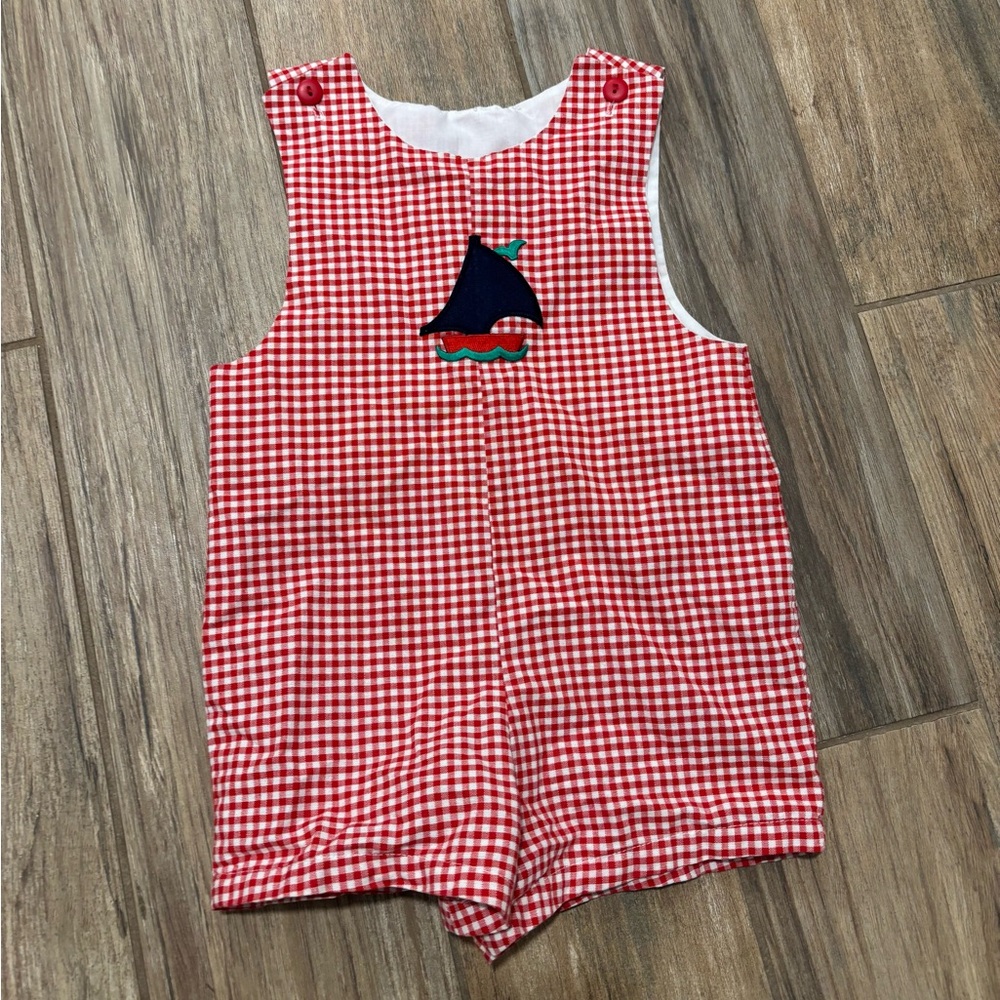 Pete’s Partner Vintage Gingham Boat Overall Short Set 3T Boys